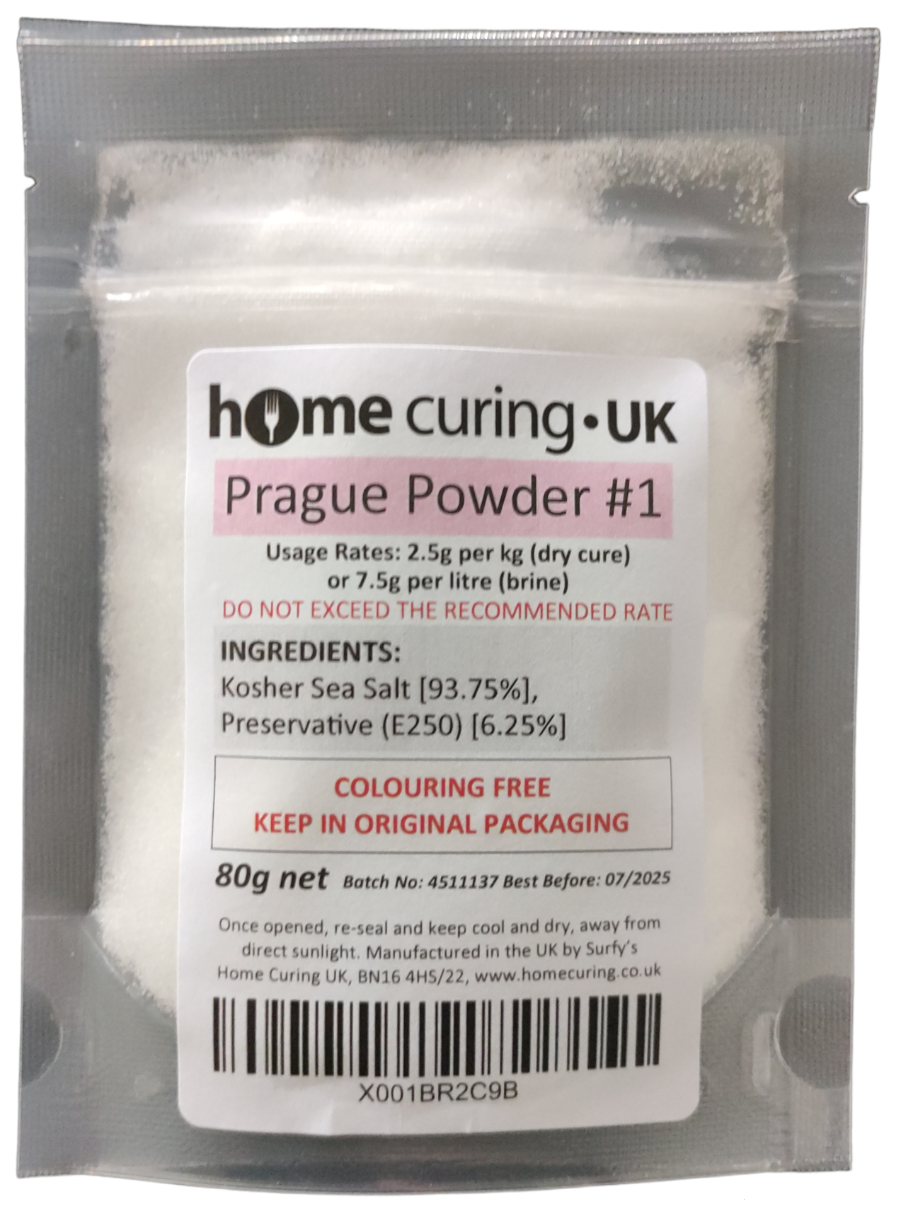 Cure #1 (Prague Powder Number One) - Instacure #1 - Colouring Free - Surfy's Home Curing Supplies