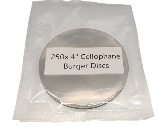 4" Clear Cellophane Burger Discs - 250 pack