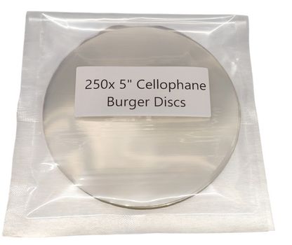 5" Clear Cellophane Burger Discs - 250 pack