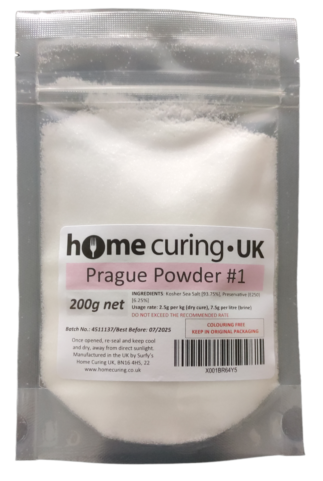 Cure #1 (Prague Powder Number One) - Instacure #1 - Colouring Free - Surfy's Home Curing Supplies