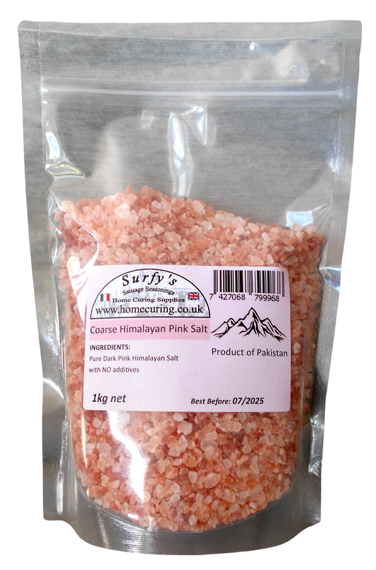 Coarse Himalayan Pink Salt - 1kg - Surfy's Home Curing Supplies